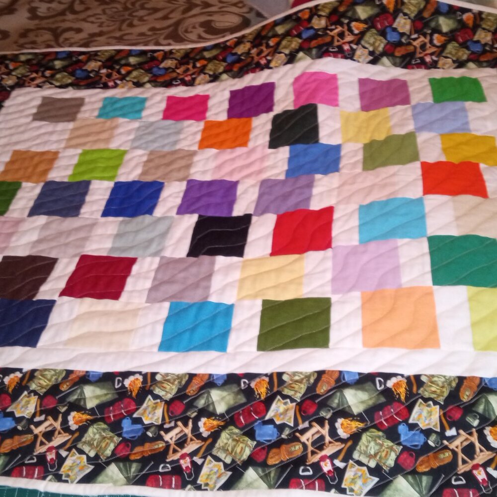 Patchwork Quilt with camping theme
